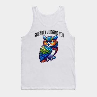 Silently Judging You funny side-eye owl design Tank Top